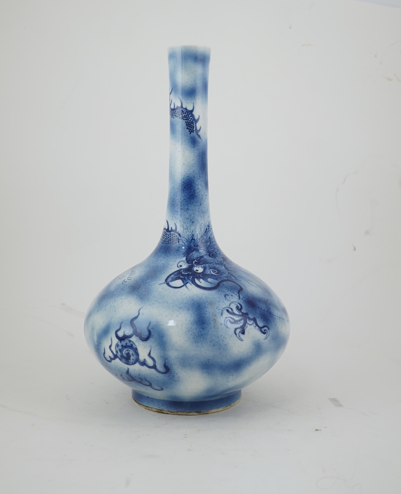 A Chinese blue and white ‘dragon’ bottle vase, 19th century